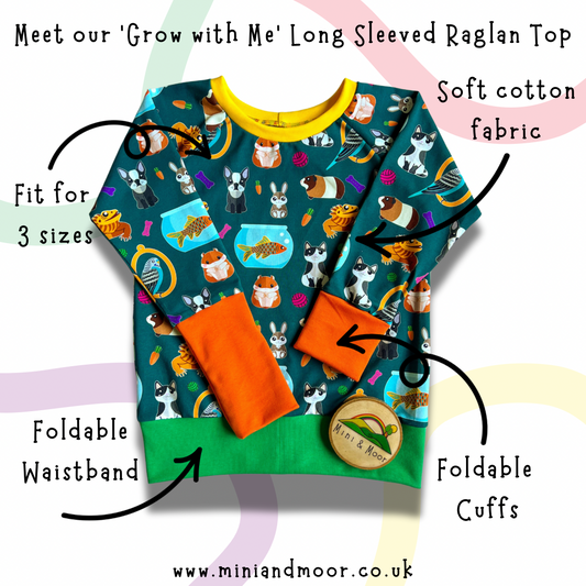 'Grow with Me' Long Sleeved Raglan Top